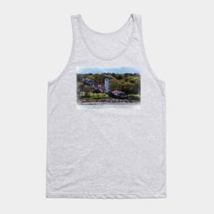 Village Lighthouse Watercolor Tank Top